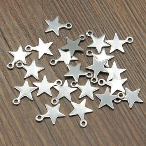 20pcs 10x11.5mm Stainless Steel Material Tiny Star Charms For Bracelet Jewelry Making Accessories