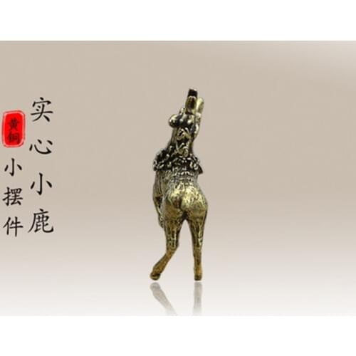 ZOCDOU 1 Piece Handmade Pure Copper Deer Solid Copper Sika Deer Small Ornaments Statue Figurine Ornament Miniatures Home Decor