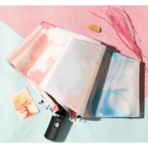 Umbrella Automatic Folding Womens Umbrella Three-folding Umbrella Windproof Starry Sky Color Creative Sun Umbrella Parasol