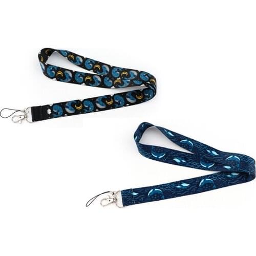 10pcs/lot J2891 Cartoon Whale Lanyard Keychain keys Badge ID Mobile Phone Rope Lanyard With Card Holder Cover