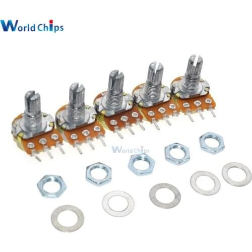 10Pcs WH148 Linear Potentiometer B1K B20K B50K B100K B500K 15mm Shaft With Nuts Washers 3pin WH148 B10K 6PIN