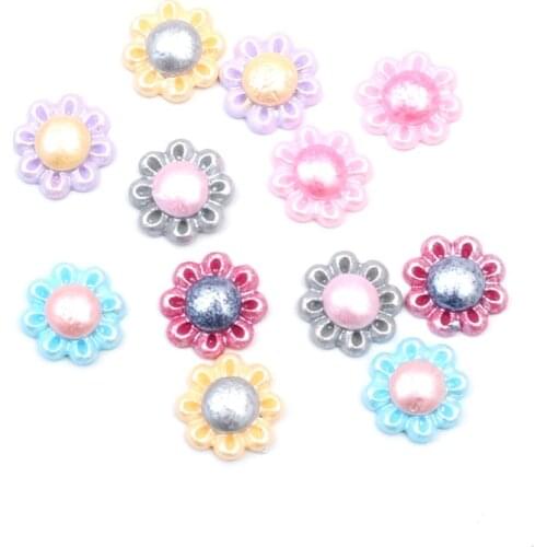100Pcs Mixed Flower Resin Crafts Christmas Decoration Flatback Cabochon Embellishment For Scrapbook DIY Accessories 12mm