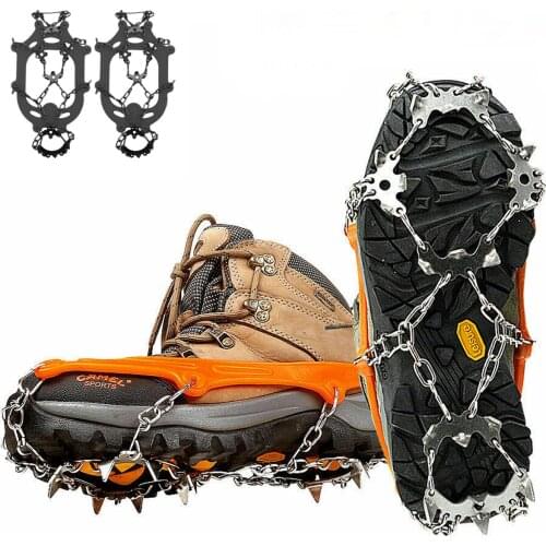 18 Teeth Ice Snow Crampons Anti-Slip Climbing Gripper Shoe Covers Spike Cleats Stainless Steel Snow Skid Shoe Cover Crampon