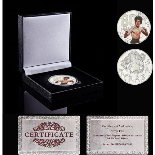 1940-2020 Chinese Kungfu Star Bruce Lee Silver Plated Commemorative Coins Home Decor Art Crafts