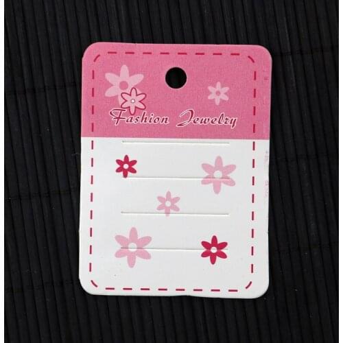 200pcs/lot Pink Flowers Design Paper Headwear Cards 5.4x7.2cm Jewelry Brooch Card Cute Hair Rope Clips Display Packaging Cards