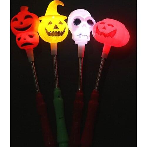 2021 Halloween Spring LED Flashing Sticks Pumpkin Light Up Glow Wand Sticks Ghost Festival Wizard Hallowmas Glow Party Supplies