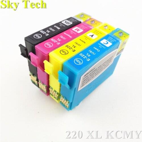 4PK 220XL Compatible Ink Cartridge For T2201 - T2204 For WF-2630 WF-2650 WF-2660 WF-2750 WF-2760 XP-320 XP-420 XP-424 Printer
