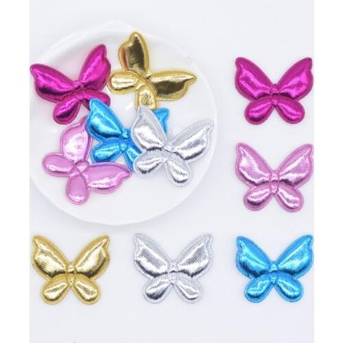 50Pcs 32*27mm Padded Butterfly Applique for Handmade Clothes Hat Shoes Sewing Supplies Patches Headwear Hairpin Bow Decor P82