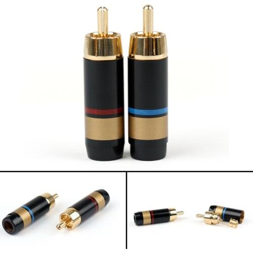 Artudatech 4PCS Copper RCA Plug Audio Cable Male Connector Adapter Connector Soldering New Arrive