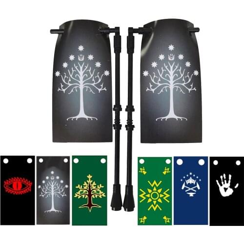 Big Flags for Gondor Elves Rohan Mordo Durin Isengard Spartan Rome Flagman Warlords Infantry Square Building Brick Figure