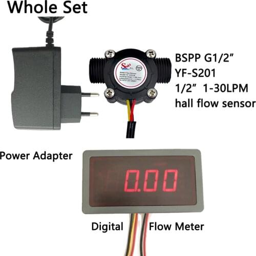 US208MA Digital Flow Meter and YF-S201 Electronic Flowmeter and Alarmer Flow Rate Display Frequency Counter iSentrol