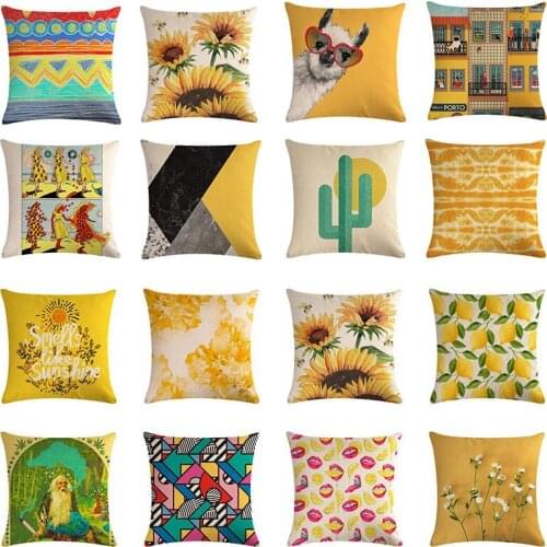 Cartoon Yellow Alpaca Fruit Pillowcase Decorative Throw Pillows Cover for Seat Flower Cushion Cover 45x45cm Home Decor