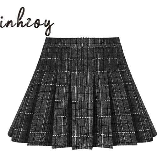 Kids Girls Modern Jazz Dance Wear Student Pleated Skirt A-line Mini Plaid Skirts Dance Short Skirt School Cheerleader Uniform