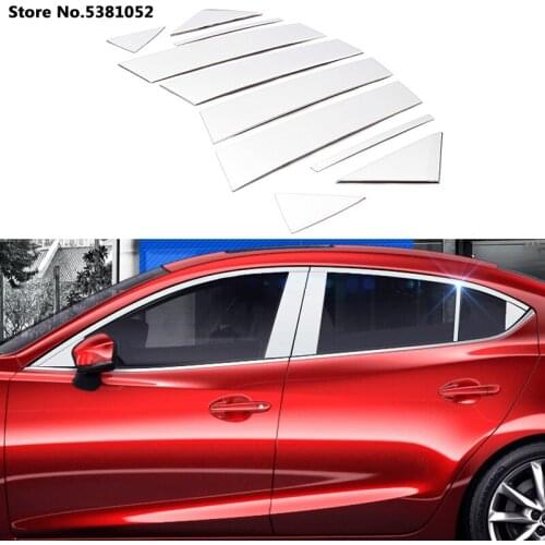 For Mazda 3 Axela 2021 2020 2019 Accessories Car Window Center Pillar Protector Trim Sticker Stainless Steel B-pillars Cover
