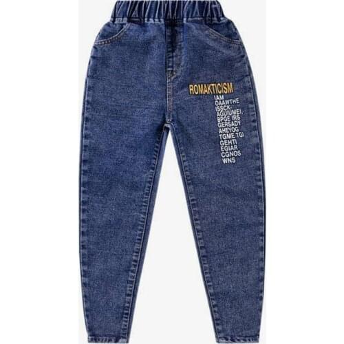 2020 Hot sale Kids big boys new fashion denim pants children casual letters print Jeans for Boys 5-10 years