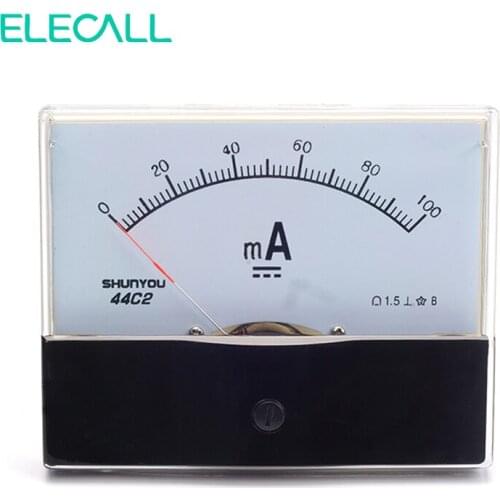 ELECALL 44C2 100mA Ammeter Analog Current Test Meter DC Mechanical Header Ammeter