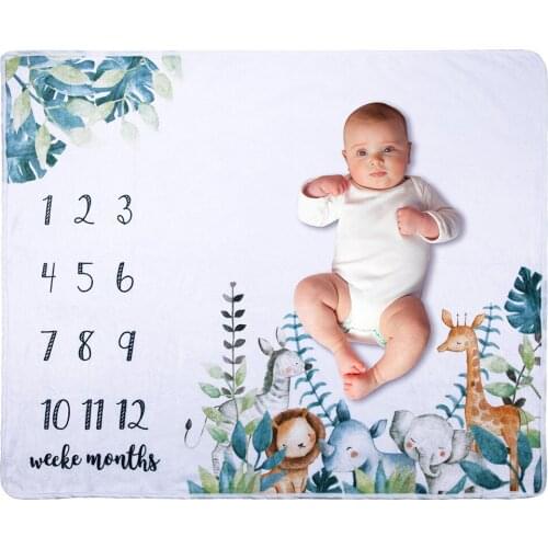 Flannel Blanket Digital Printing New images for 2021 Baby Milestone Photograph Carpet Soft And Comfortable For 0-1year 100x75cm