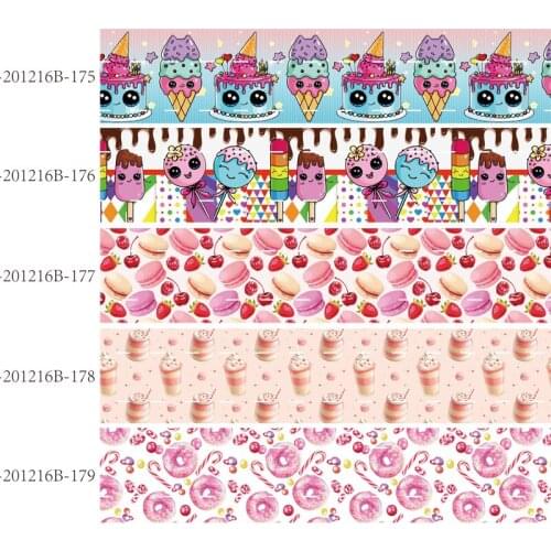 50 yards/lot) Wholesale price 25mm 38mm 50mm 75mm cake and donuts printed grosgrain ribbon