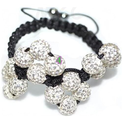 Hot !Free Shipping! White Bead 10mm New Flower Style FHY micro pave DiscoBall Beads crystal crystal bracelet