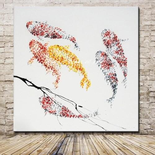Mintura Hand Painted Goldfish Oil Painting On Canvas Modern Abstract Animal Fish Poster Pop Art Wall Picture For Home Decoration