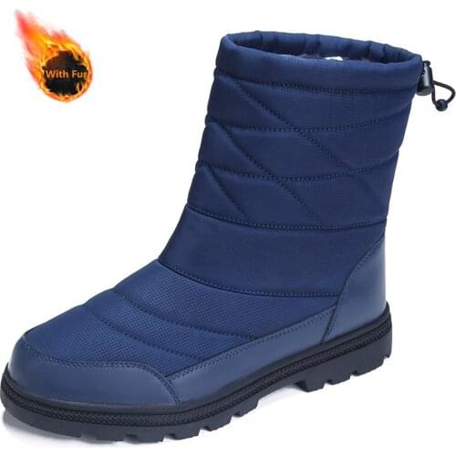 Winter with Fur Snow Boots for Men Outdoor Warm Men Sneakers Mens Boots Casual High Quality Waterproof Winter Footwear for Male