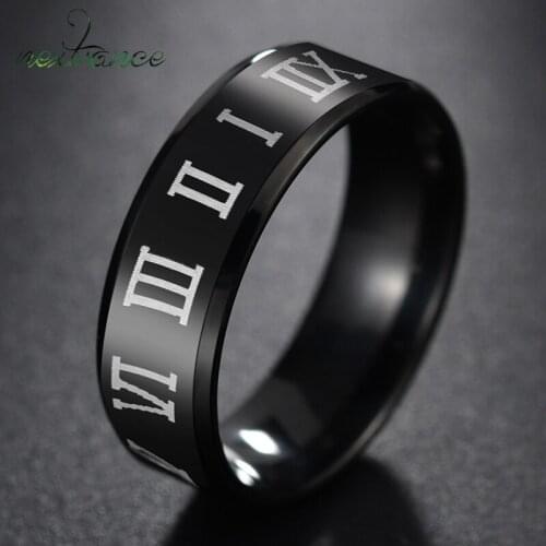 Nextvance Punk Black 8mm Tungsten Number Ring Letter Initial Wedding Band Rings Anel Aneis Unisex Jewelry