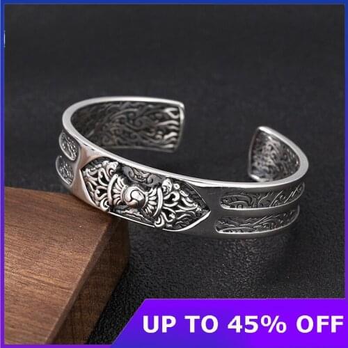 2020 New Clouds Vajra Bracelet Bangle Pure 925 Sterling Silver Vintage Gift Opening Men Women Adjustable Jewelry Birthday Gifts