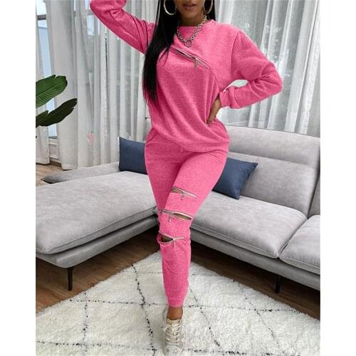 Lounge Wear Sporty Workout 2 Piece Set Sweatshirt and Sweatpants Fall Winter Clothes Women Zipper Hollow Out Casual Tracksuits