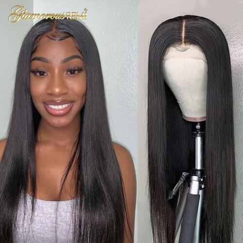Straight Lace Front Wig Brazilian Straight Human Hair Wigs For Black Women Density 180 Natural Color 4x4 Lace Wig With Baby Hair