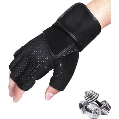 TNINE Black Fingerless Gloves Fitness Gloves Breathable Half Finger Gloves for Man/Women Weightlifting Equipment Training Gloves