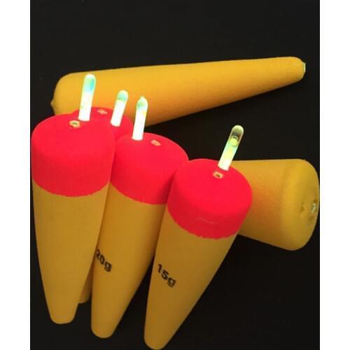 1pc Buoyancy 15g 20g 25g 30g EVA Soft Inline Luminous Lightstick Bobber Float Saltwater Fishing Floats Catfish Bait Fish Tackle