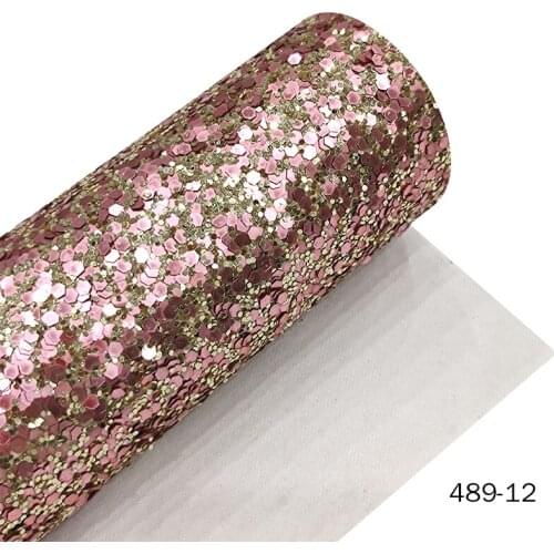 Multicolored Dark Color Chunky Glitter Faux Leather Fabric Sheet for Making Shoe/Bag/Decorative/DIY Accessories