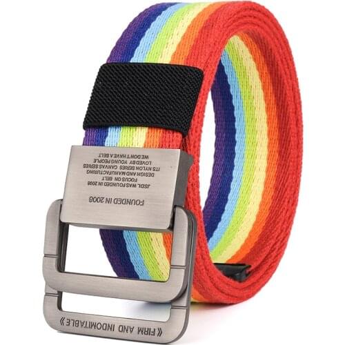 2021 Nylon Canvas Belt men Army Tactical Belts man Outdoor sport double buckle Nylon Canvas cowboy pants Belt Rainbow Color NS35