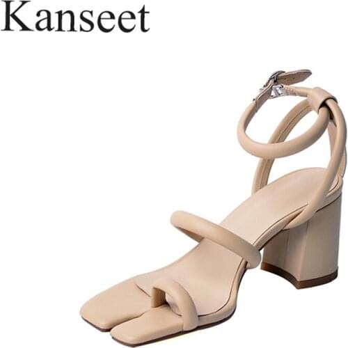 Kanseet Fashion Design Open- Toed Party Dress Women Sandals High Heels Summer Thick Heels Buckle Strap Daily Female Shoe 2021