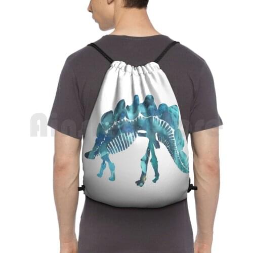 Stegosaurus Skeleton Backpack Drawstring Bags Gym Bag Waterproof Dinosaur Blue Baby Boy Boys Dinosaurs Dino Cool