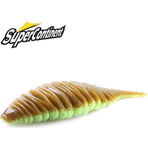 Supercontinent BELLOWS GILL Soft Lure Worm Fishing Bass Lure 100mm/4pcs 77mm/6pcs Larva soft bait