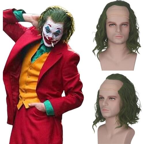 Joker Heat Resistant Synthetic Movie Arthur Fleck Short Curly Green Hair Cosplay Costume Halloween Wig