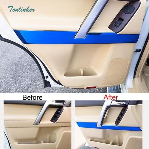Tonlinker Cover Stickers For PRADO 2010-18 Car Styling 4 PCS Stainless steel Under The Door handle Position Cover Case Stickers