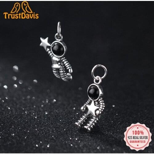 TrustDavis New Real 925 Sterling Silver Fashion Sweet Astronauts Charm Pendant Handmade DIY Accessories Jewelry Wholesale DZ427