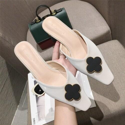 Designer Crystal flower buckle pumps woman mules floral thin high heels shoes women small square toe slingback slip on tacones