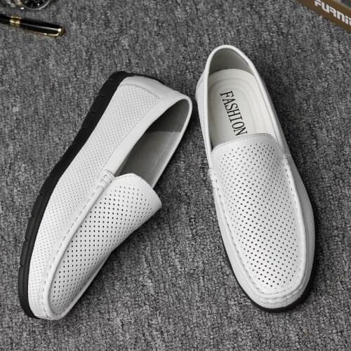 Breathable Size 36-47 Genuine Leather Mens Casual Shoes Luxury Brand Loafers Moccasins Men Comfort Slip on Soft Driving Shoes