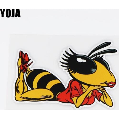 YOJA 11.9X7.9CM Sexy Girl Cartoon Bee Pattern Vinyl Car Sticker Decal Funny Decoration 19A-0032