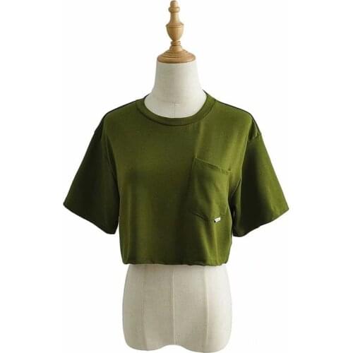 Quality 2020 Summer Fashion Online Celebrity Street Hipsters Pullover Round Neck Loose Short Navel T-shirt DLSY1906