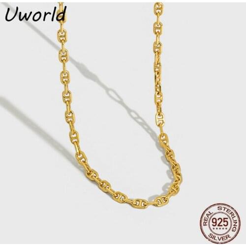 Japan and Korea 925 Sterling Silver Link Necklace Simple Long Link Chain Necklace for Women Fine S925 Silver Jewelry