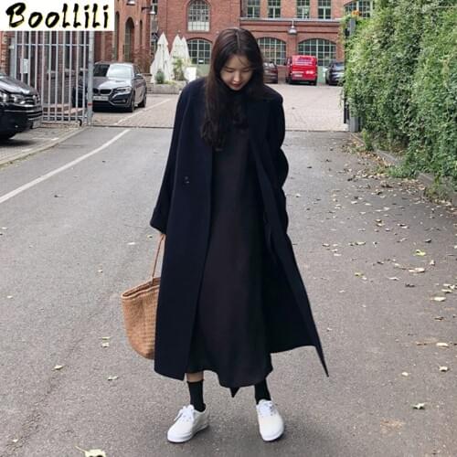Boollili Spring Autumn Coat Women Clothes 2020 Korean Elegant Women Coat Vintage Wool Coat Women Manteau Femme Casac