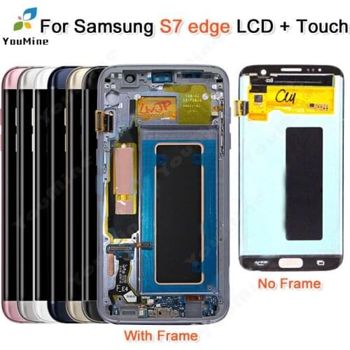 Super AMOLED For SAMSUNG GALAXY S7 Edge G935 G935F LCD Display Touch Screen Digitizer with frame For Samsung S7 Edge Display