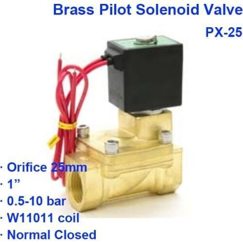 2 Way Low Pressure Pneumatic Brass Pilot Solenoid Valve PX-25 BSP Port G1" 0.5-10bar Orifice 25mm