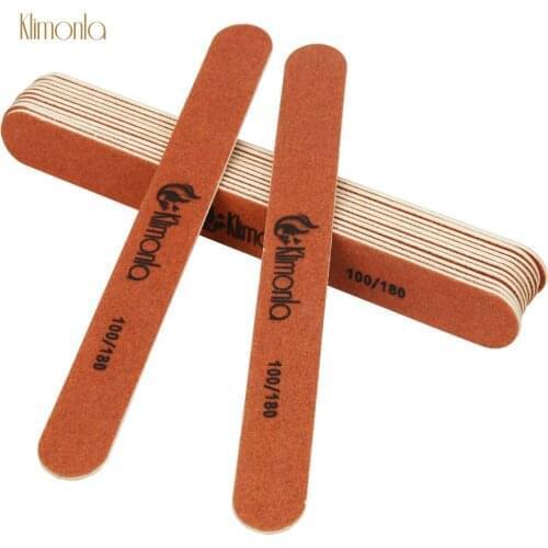 20pcs New Professional Wooden Nail Files 100/180 Grit Brown Double Side Nail Buffing Sandpaper DIY Nail Tool For Beauty Salon