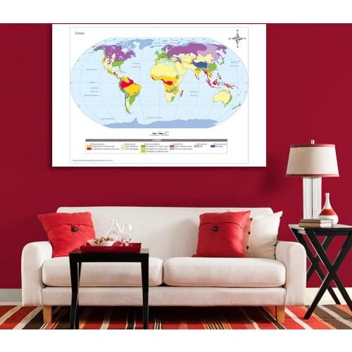 2010 Climate Map Of the World In Spanish 150*100 cm Poster Non-woven Canvas Painting Living Room Home Decor School Supplies