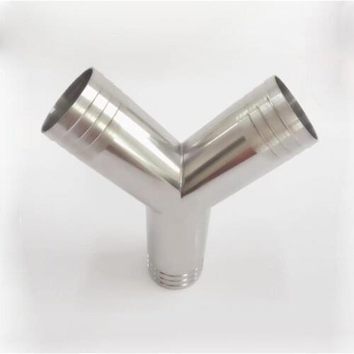 25mm 1" Hose Barb Butt Welding Y Shaped 3 Way SUS 304 Stainless Steel Sanitary Fitting Spliter Homebrew Beer Wine